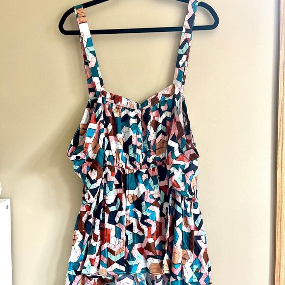 Plus Size NWT Lane Bryant Geometric Print Peplum Tank Top Size 28 - Picture 8 of 10